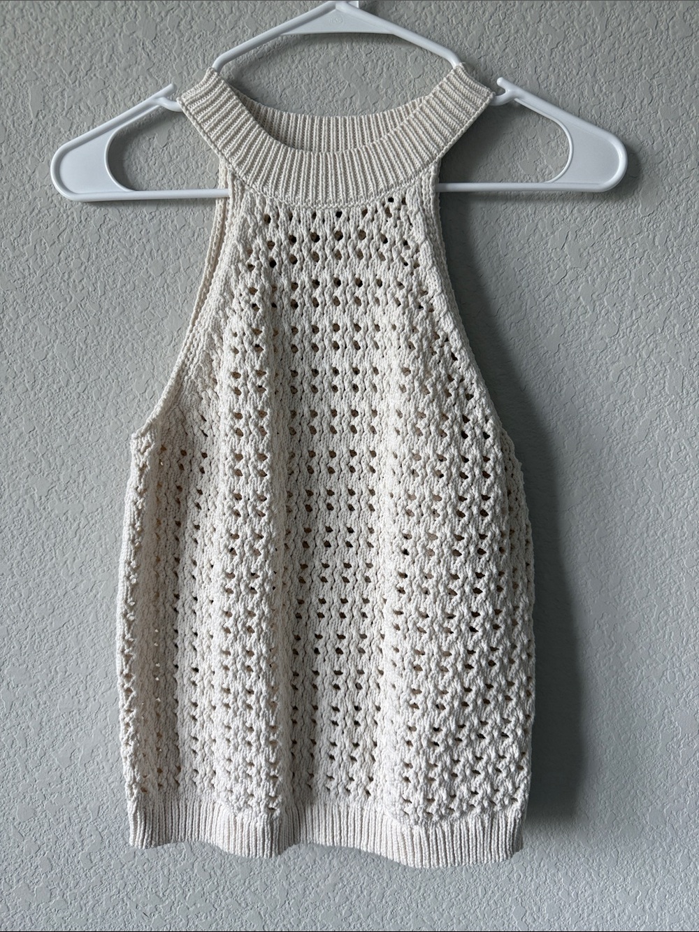 Universal Thread Cream Crochet Halter Tank